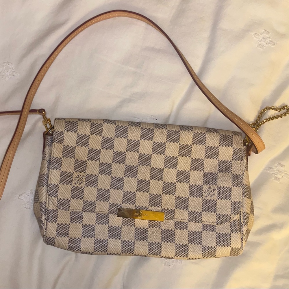 AUTHENTIC LV - favorite mm White Damier Azu Canvas Crossbody